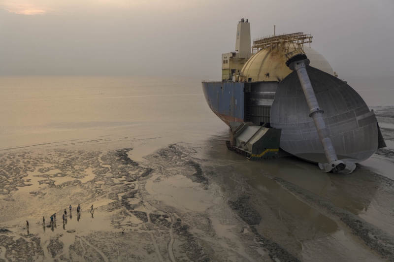 Shipbreaking on the mudflats, Bay of Bengal
