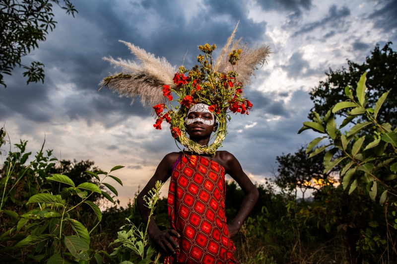 Suri Tribal girl at sunset